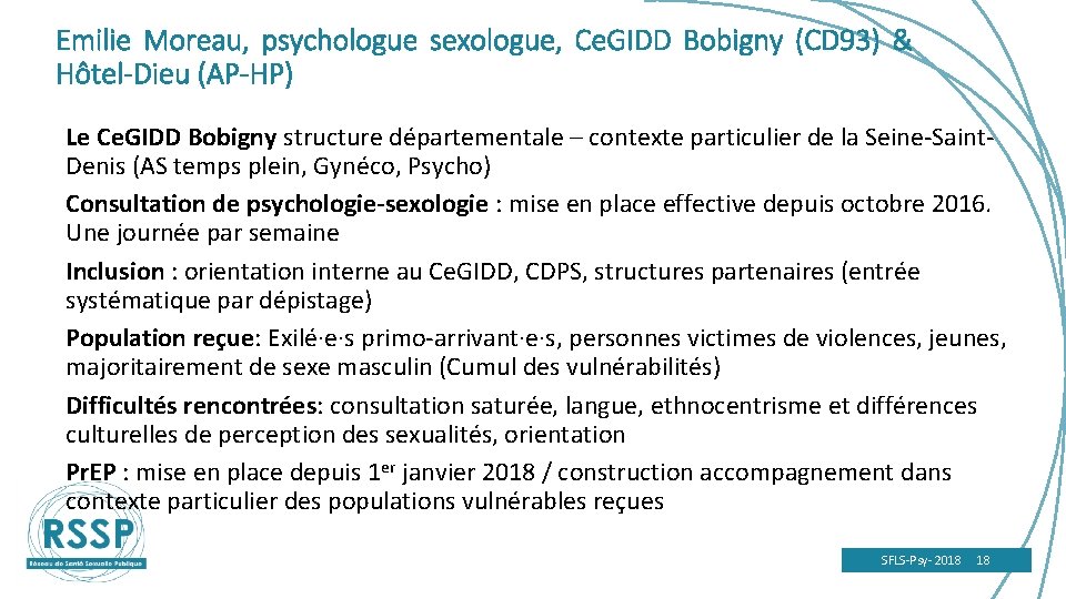 Emilie Moreau, psychologue sexologue, Ce. GIDD Bobigny (CD 93) & Hôtel-Dieu (AP-HP) Le Ce.