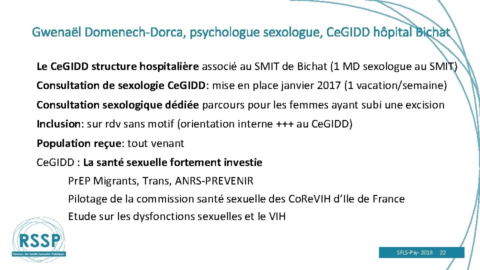 Gwenaël Domenech-Dorca, psychologue sexologue, Ce. GIDD hôpital Bichat Le Ce. GIDD structure hospitalière associé