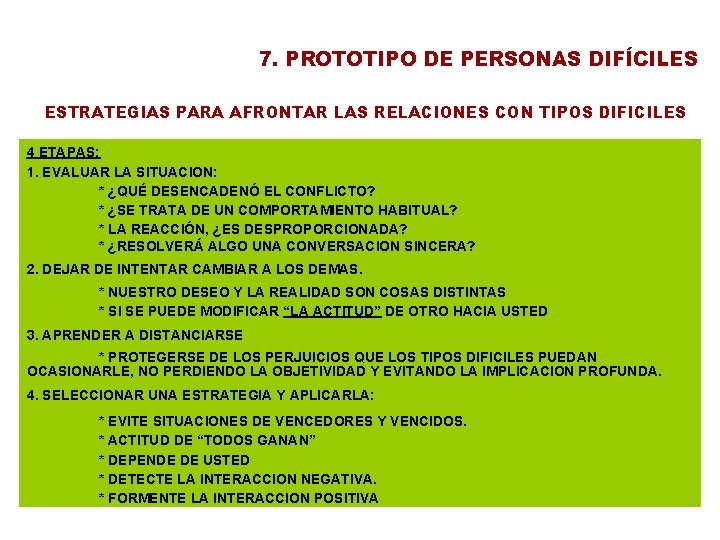 7. PROTOTIPO DE PERSONAS DIFÍCILES ESTRATEGIAS PARA AFRONTAR LAS RELACIONES CON TIPOS DIFICILES 4