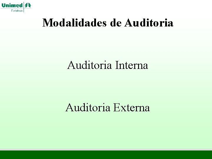 Modalidades de Auditoria Interna Auditoria Externa Modalidades de Auditoria Interna Auditoria Externa