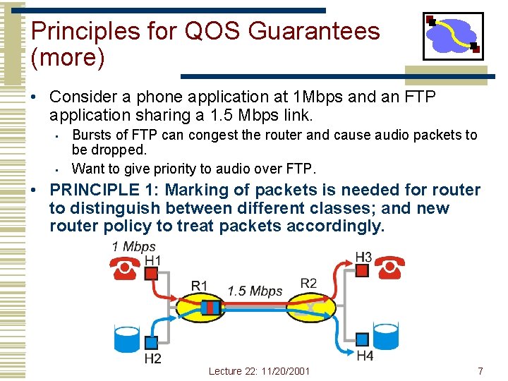 Principles for QOS Guarantees (more) • Consider a phone application at 1 Mbps and Principles for QOS Guarantees (more) • Consider a phone application at 1 Mbps and