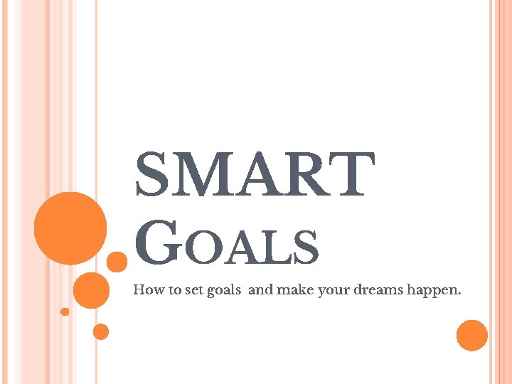 SMART GOALS How to set goals and make your dreams happen. 