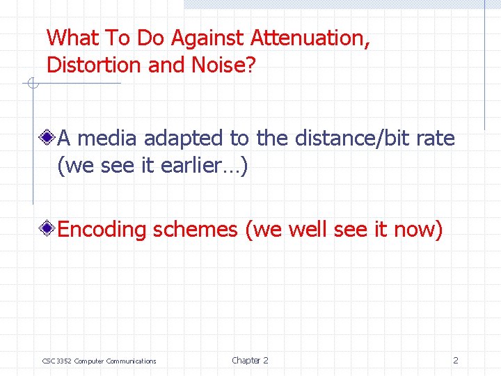 What To Do Against Attenuation, Distortion and Noise? A media adapted to the distance/bit