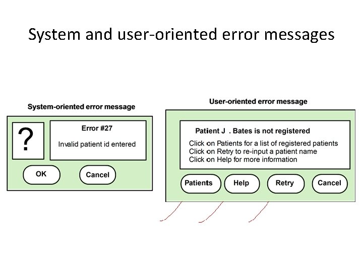 System and user-oriented error messages 