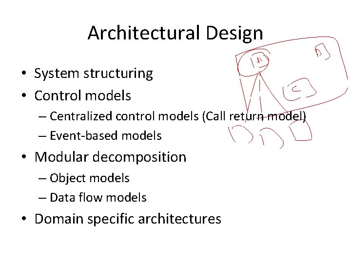 Architectural Design • System structuring • Control models – Centralized control models (Call return