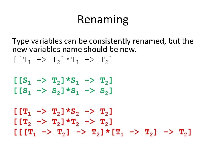Renaming Type variables can be consistently renamed, but the new variables name should be