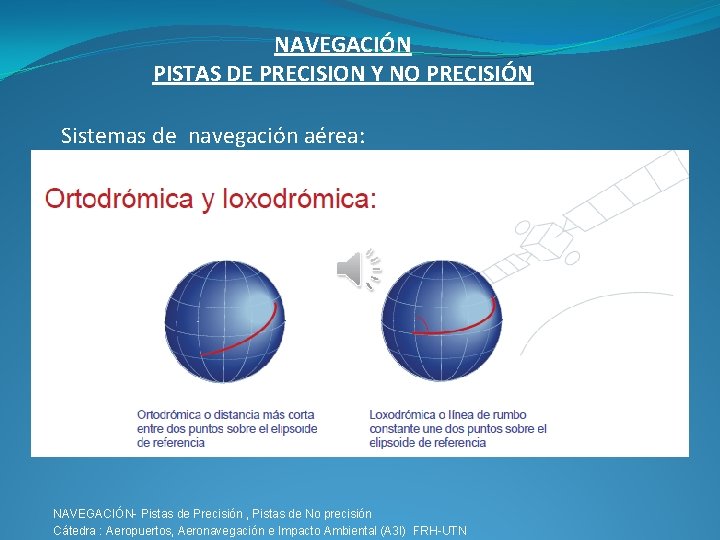 NAVEGACIÓN PISTAS DE PRECISION Y NO PRECISIÓN Sistemas de navegación aérea: NAVEGACIÓN- Pistas de