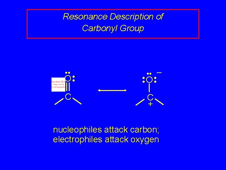 Resonance Description of Carbonyl Group • • – O • • C C +