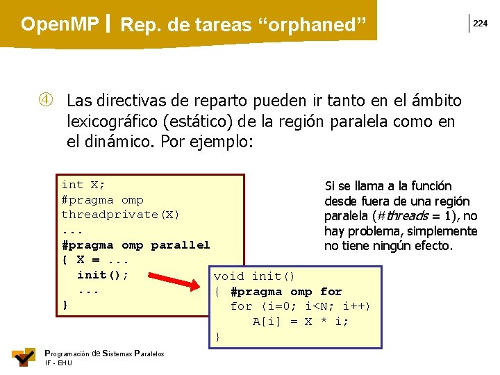 Open. MP Rep. de tareas “orphaned” 224 Las directivas de reparto pueden ir tanto