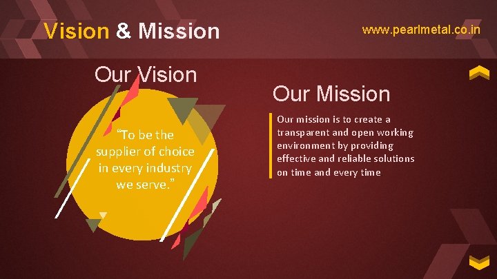 Vision & Mission Our Vision “To be the supplier of choice in every industry