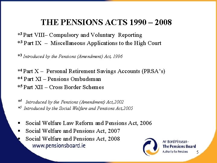 THE PENSIONS ACTS 1990 – 2008 *3 Part VIII– Compulsory and Voluntary Reporting *3