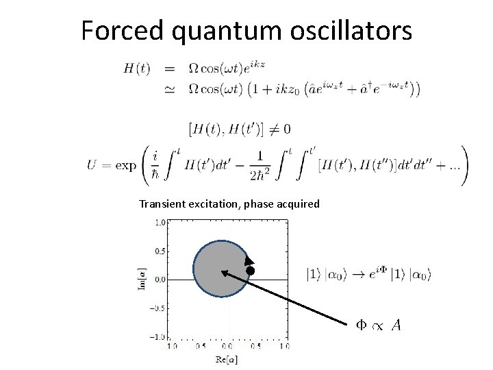 Forced quantum oscillators Transient excitation, phase acquired 