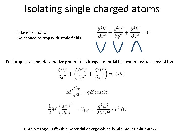 Isolating single charged atoms Laplace‘s equation – no chance to trap with static fields