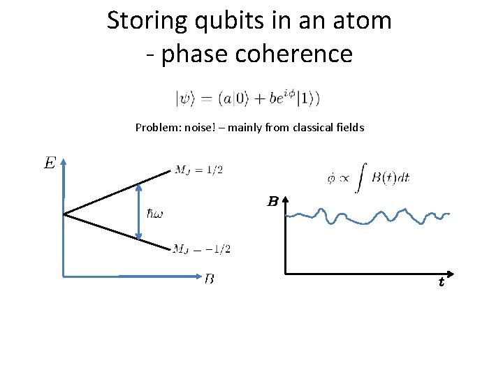 Storing qubits in an atom - phase coherence Problem: noise! – mainly from classical