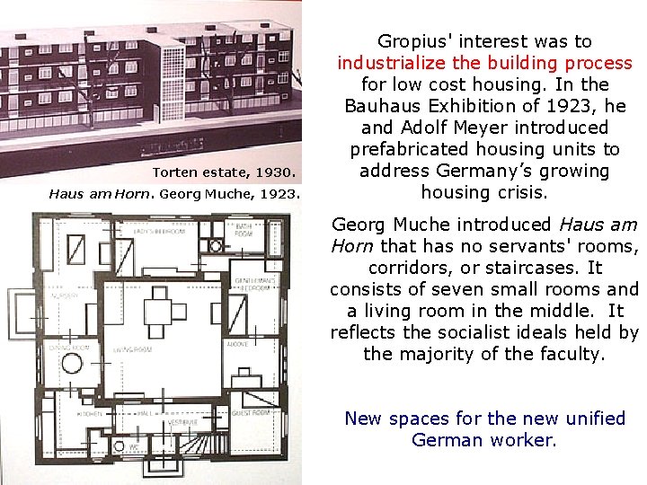 Torten estate, 1930. Haus am Horn. Georg Muche, 1923. Gropius' interest was to industrialize