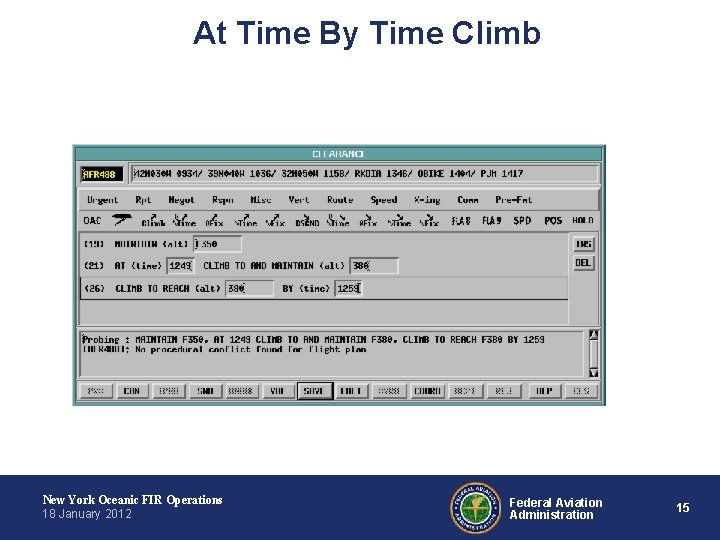 At Time By Time Climb New York Oceanic FIR Operations 18 January 2012 Federal