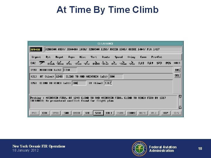 At Time By Time Climb New York Oceanic FIR Operations 18 January 2012 Federal