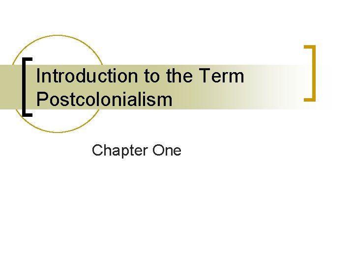 Introduction to the Term Postcolonialism Chapter One Introduction to the Term Postcolonialism Chapter One