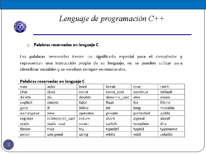 Lenguaje de programación C++ 3 Lenguaje de programación C++ 3
