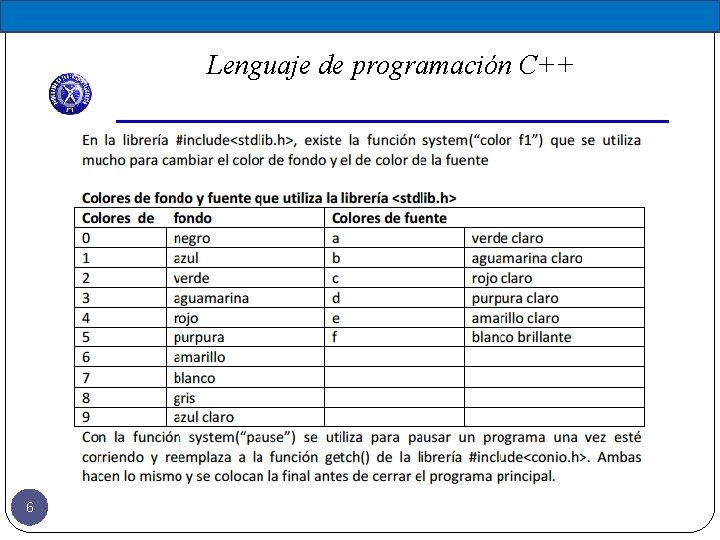 Lenguaje de programación C++ 6 Lenguaje de programación C++ 6