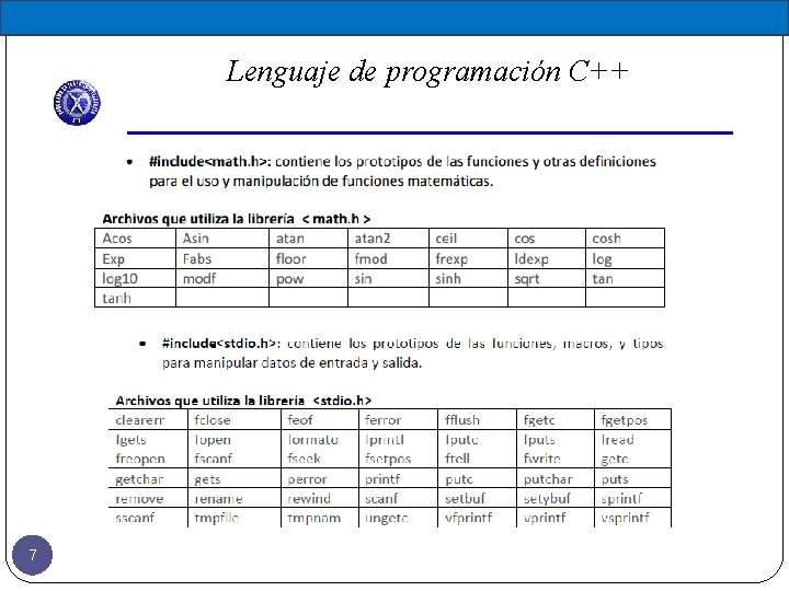 Lenguaje de programación C++ 7 Lenguaje de programación C++ 7
