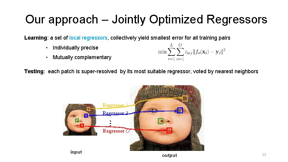 Training the Dictionaries – General Our approach – Jointly Optimized Regressors Learning: a set