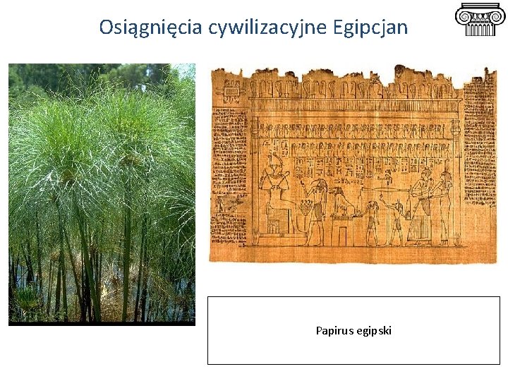 Osiągnięcia cywilizacyjne Egipcjan Papirus egipski 