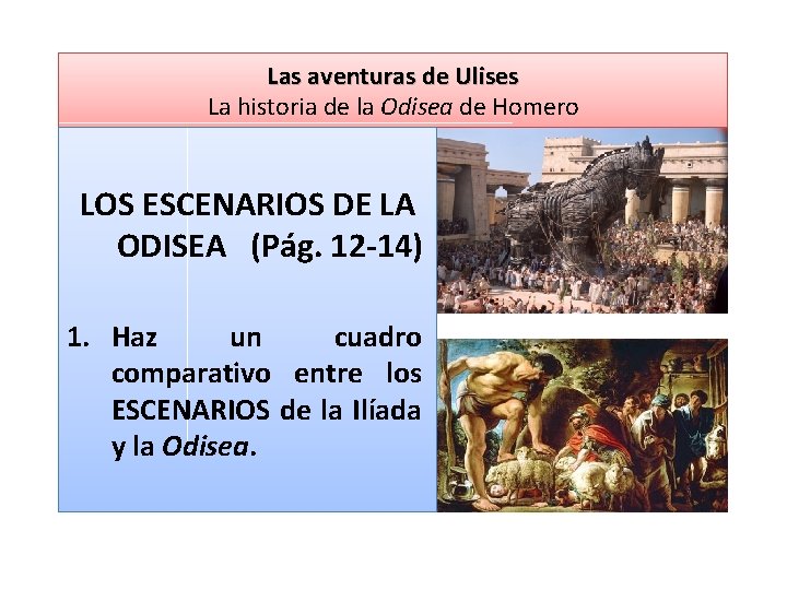 Las aventuras de Ulises La historia de la Odisea de Homero LOS ESCENARIOS DE