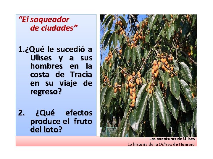 “El saqueador de ciudades” 1. ¿Qué le sucedió a Ulises y a sus hombres
