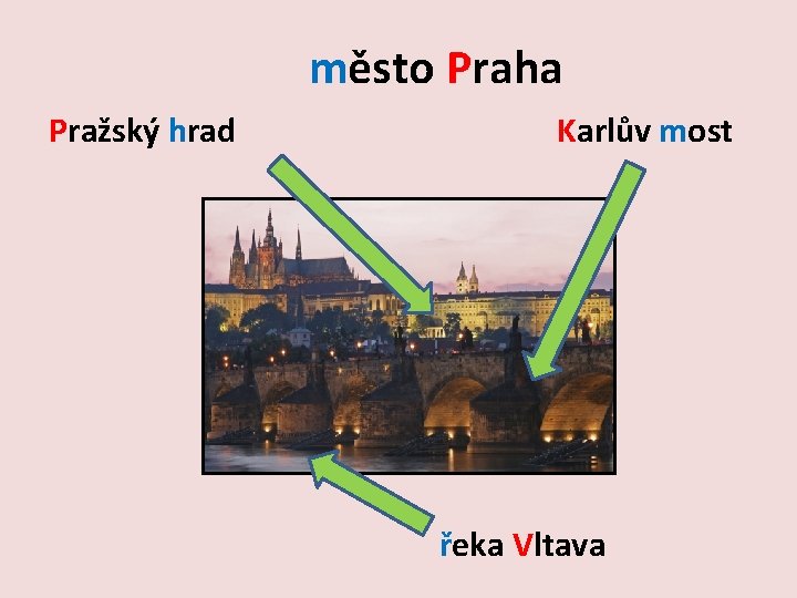město Praha Pražský hrad Karlův most řeka Vltava 