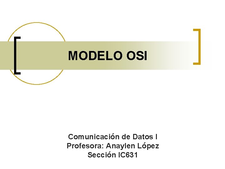 MODELO OSI Comunicación de Datos I Profesora: Anaylen López Sección IC 631 