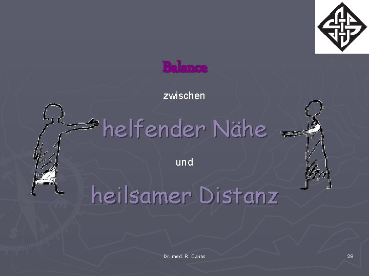 Balance zwischen helfender Nähe und heilsamer Distanz Dr. med. R. Cairns 28 