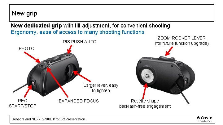 New grip New dedicated grip with tilt adjustment, for convenient shooting Ergonomy, ease of