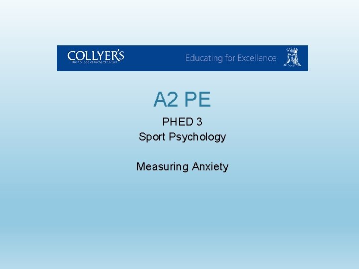 A 2 PE PHED 3 Sport Psychology Measuring Anxiety 