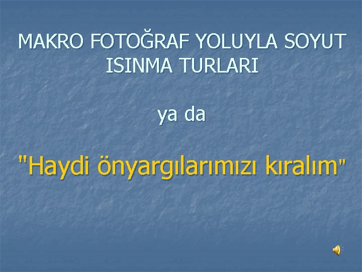 MAKRO FOTOĞRAF YOLUYLA SOYUT ISINMA TURLARI ya da "Haydi önyargılarımızı kıralım" 