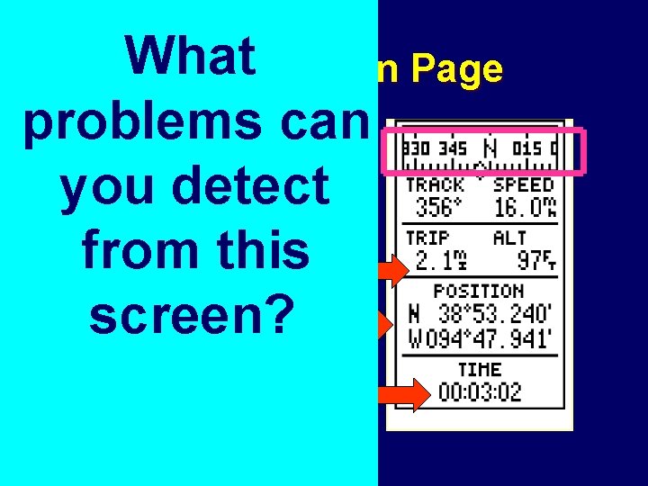 What GPS Position Page Direction bar at can problems This is not a top