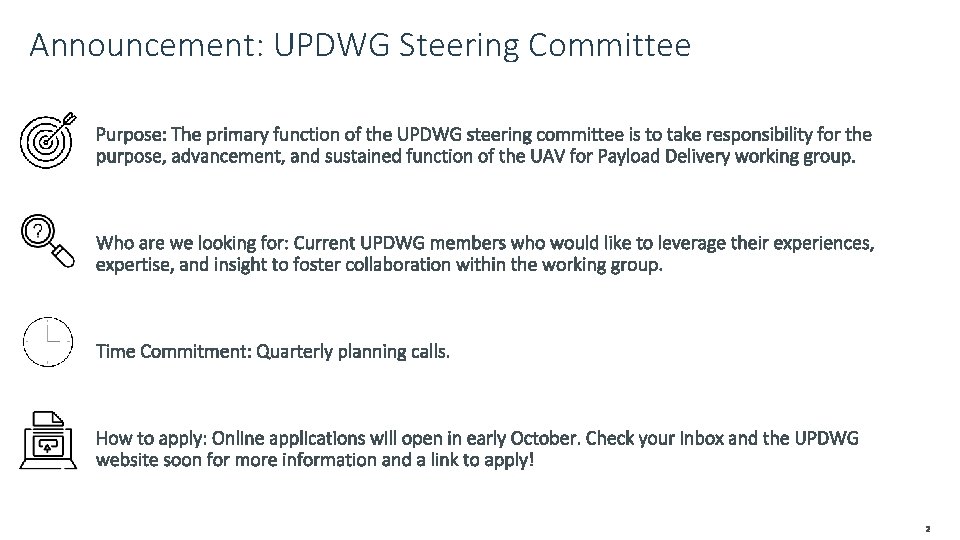 Announcement: UPDWG Steering Committee 