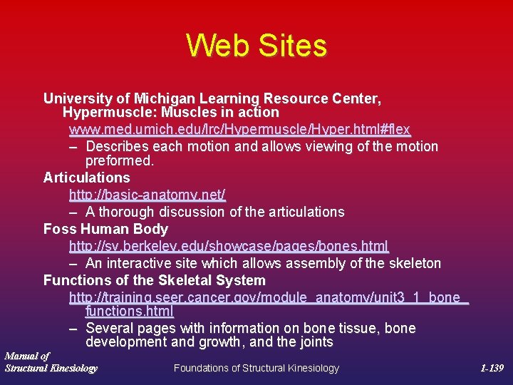 Web Sites University of Michigan Learning Resource Center, Hypermuscle: Muscles in action www. med.
