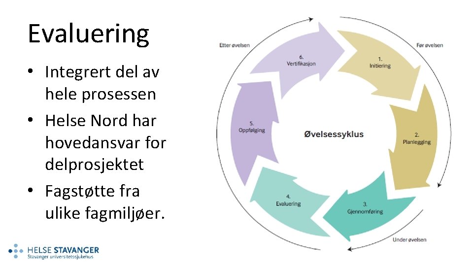 Evaluering • Integrert del av hele prosessen • Helse Nord har hovedansvar for delprosjektet