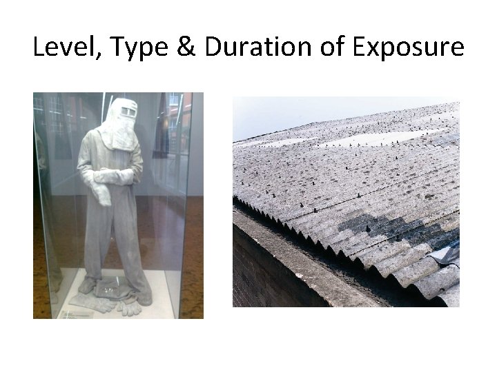 Level, Type & Duration of Exposure Level, Type & Duration of Exposure