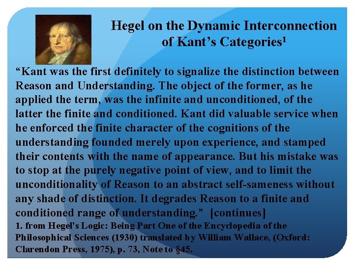 Hegel on the Dynamic Interconnection of Kant’s Categories 1 “Kant was the first definitely