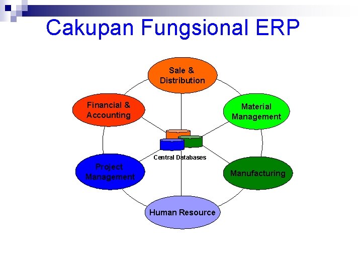 Cakupan Fungsional ERP Sale & Distribution Financial & Accounting Material Management Central Databases Project