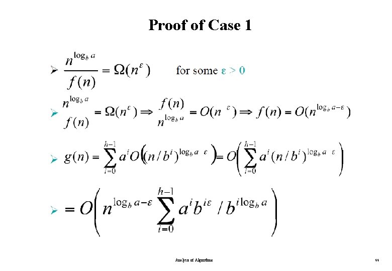 Proof of Case 1 Analysis of Algorithms 44 