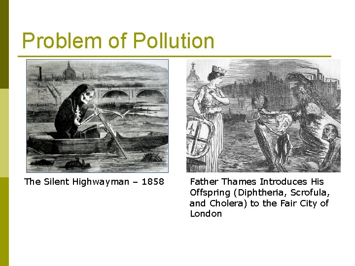 Problem of Pollution The Silent Highwayman – 1858 Father Thames Introduces His Offspring (Diphtheria,