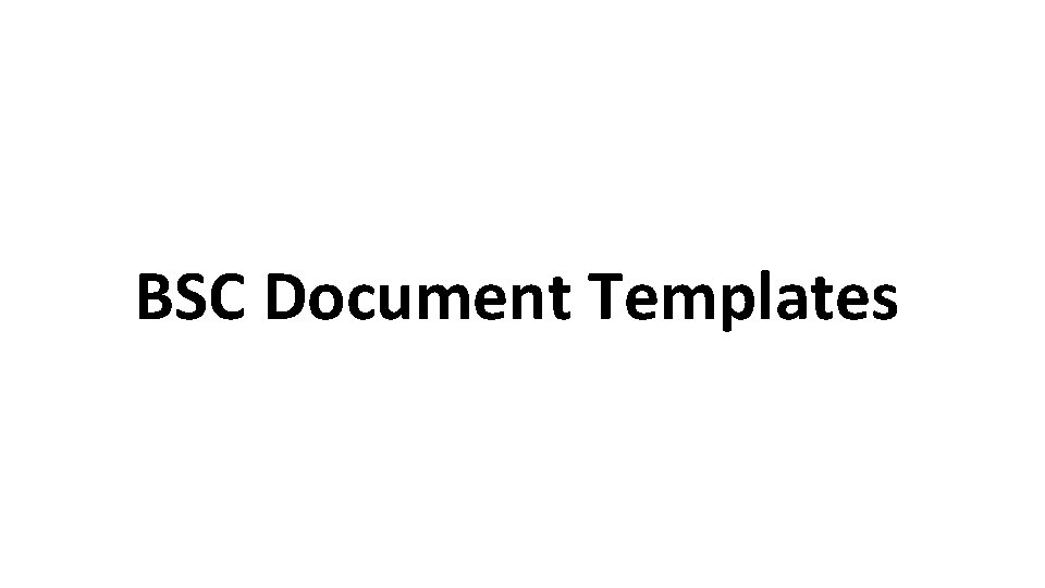 BSC Document Templates 