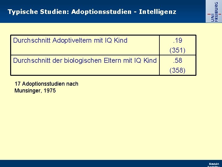 Typische Studien: Adoptionsstudien - Intelligenz Durchschnitt Adoptiveltern mit IQ Kind . 19 (351) Durchschnitt