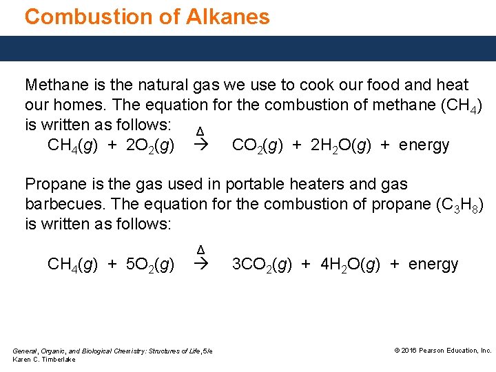 Combustion of Alkanes Methane is the natural gas we use to cook our food Combustion of Alkanes Methane is the natural gas we use to cook our food