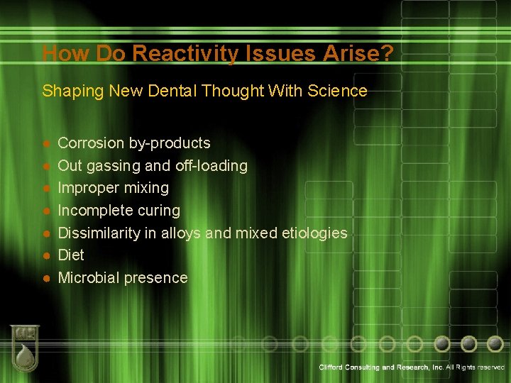 How Do Reactivity Issues Arise? Shaping New Dental Thought With Science ● ● ●