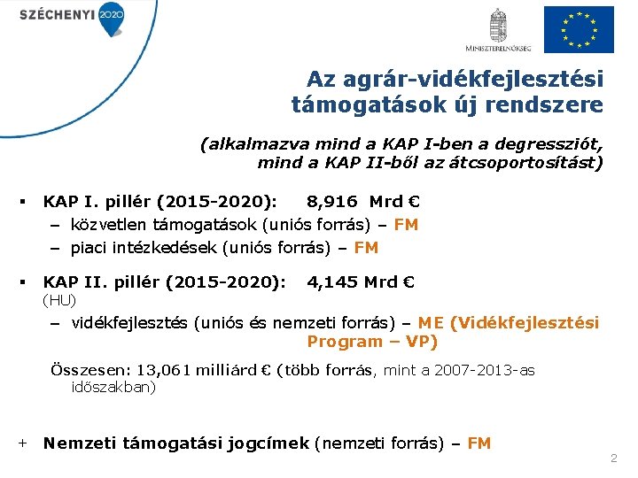 Az agrár-vidékfejlesztési támogatások új rendszere (alkalmazva mind a KAP I-ben a degressziót, mind a