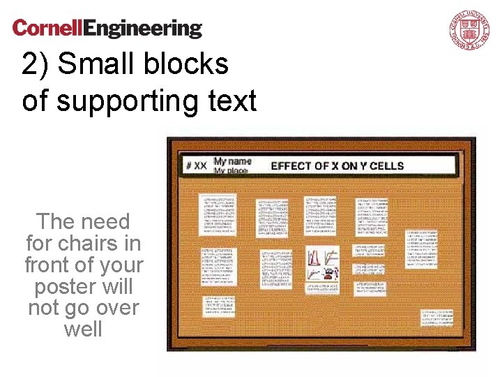 2) Small blocks of supporting text The need for chairs in front of your